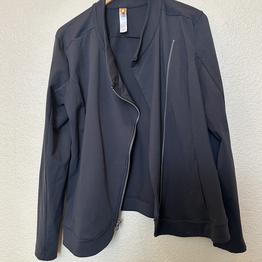 Lucy Athletic Black Jacket Asymmetrical Zipper women's Extra Large - Picture 2 of 8
